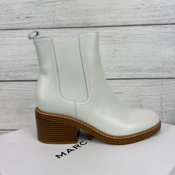 Marc Fisher Women's White Ivory Modesty Leather Chelsea Boots Size 8.5 - Picture 6 of 10